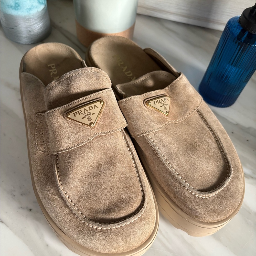 Prada Women’s Beige Slip-On Loafers